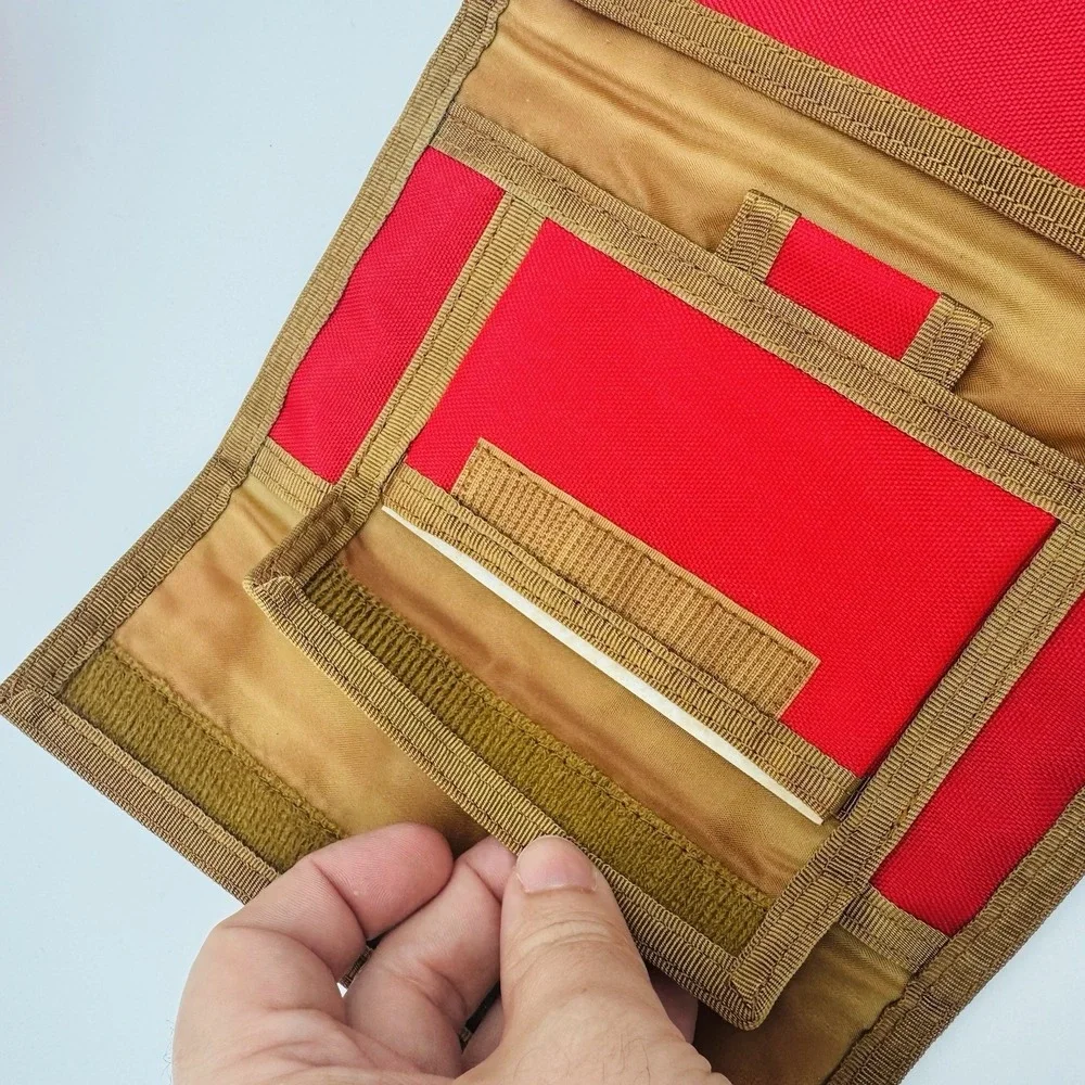 Levis Vintage Red Nylon Trifold Checkbook Wallet Hook Loop Closure